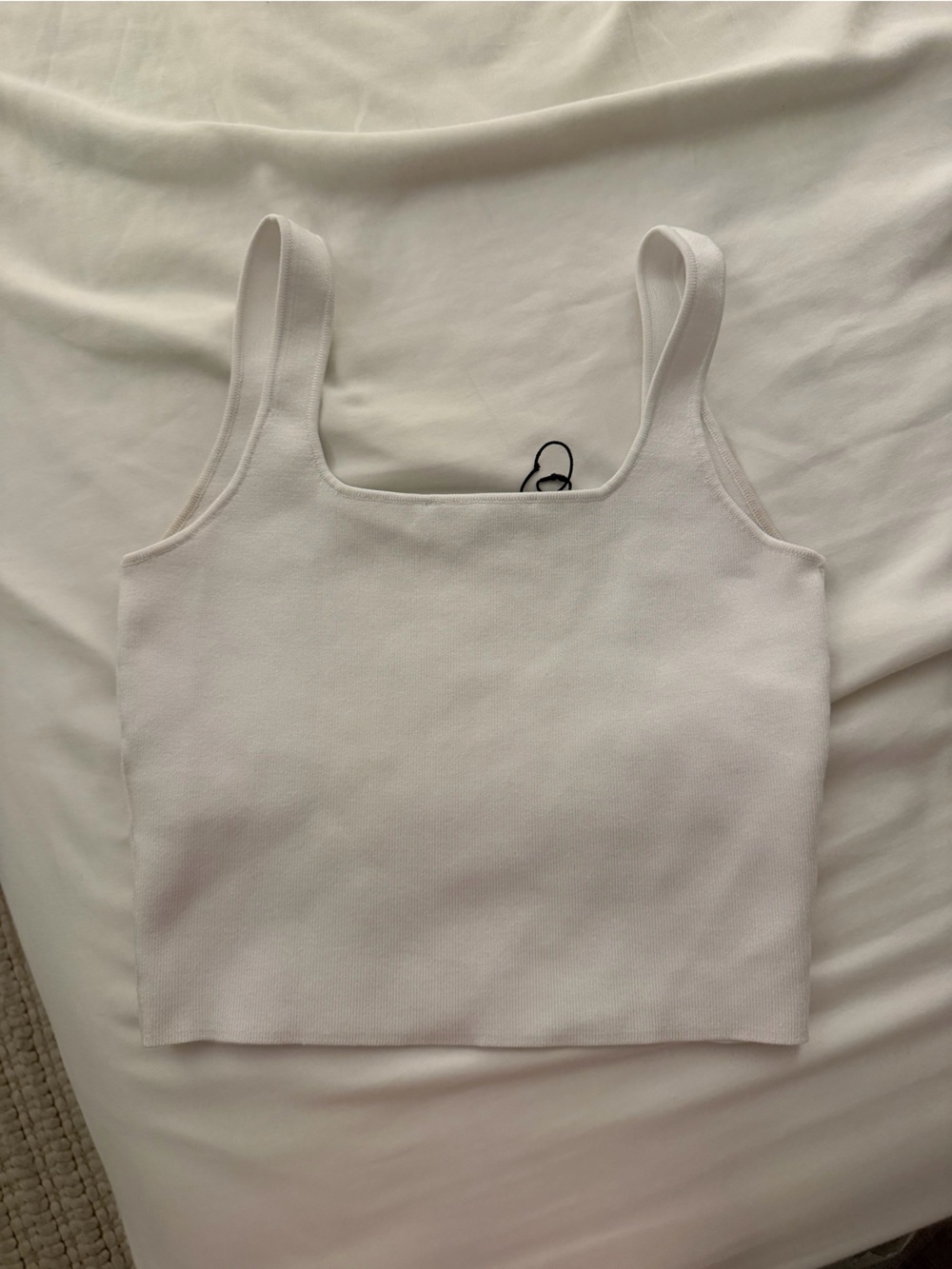 Zara Cream Ribbed Square-Neck Tank - Picture 3 of 3